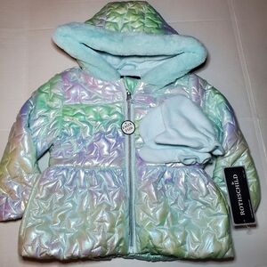 Rothschild Baby Girls Iridescent Aqua Winter Puffer Jacket NWT 2T